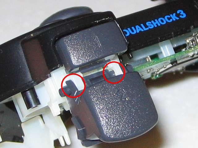 DS3 Dualshock3 デュアルショック3 Wireless Controller Black CECHZC2J A1 組み立て作業、L2・R2 ボタン取り付け後の状態